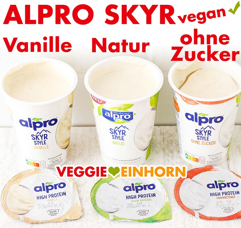 Alpro Skyr Style Vanille, Natur und ohne Zucker