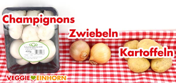Champignons Zwiebeln Kartoffeln
