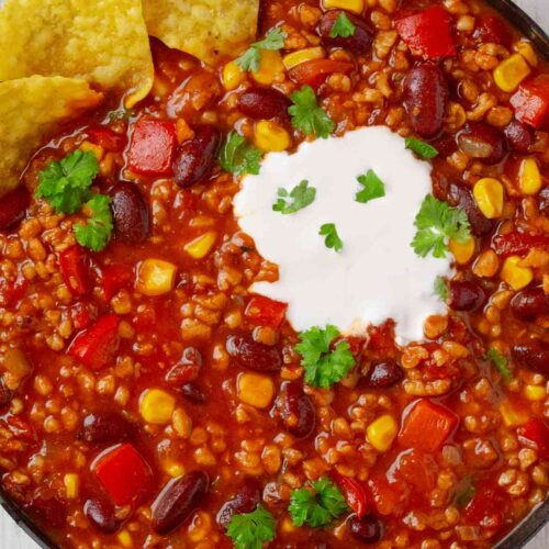 Veganes Chili sin Carne mit Sojagranulat