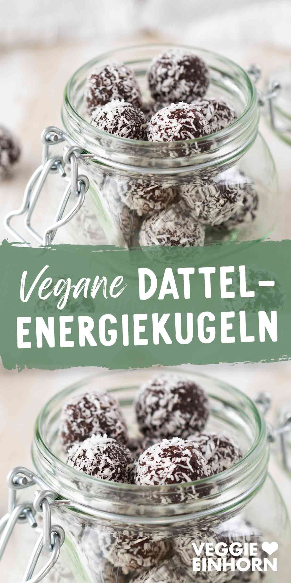 Einfache ENERGIEKUGELN aus nur 3 Zutaten: Datteln, Mandeln und Kakao. Gesunde Schoko Energy Balls | Zuckerfrei glutenfrei vegan | Einfaches Rezept für Energiebällchen ohne Zucker und ohne Backen. Gesund naschen vegan | Einfache süße vegane Snacks zum Mitnehmen für zwischendurch | Gesunde Süßigkeiten für Kinder selber machen | EINFACHE VEGANE REZEPTE auf deutsch MIT VIDEO #VeggieEinhorn