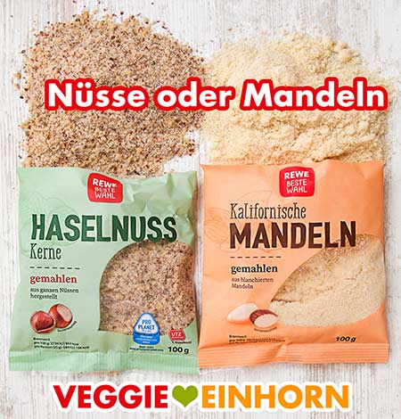 Eine Packung gemahlene Haselnüsse und eine Packung gemahlene Mandeln