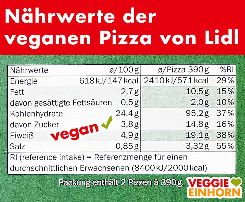 Nährwerte der veganen Pizza von Lidl