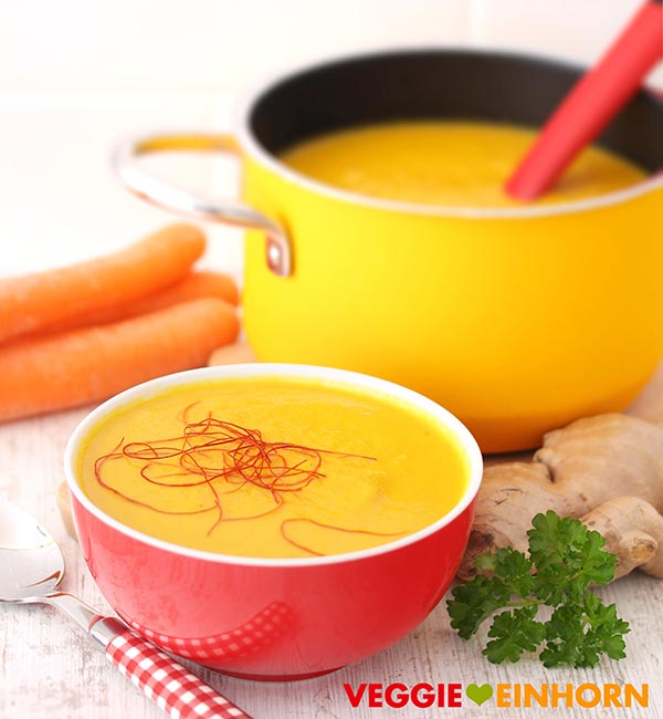 Karotten Ingwer Suppe mit Kokosmilch