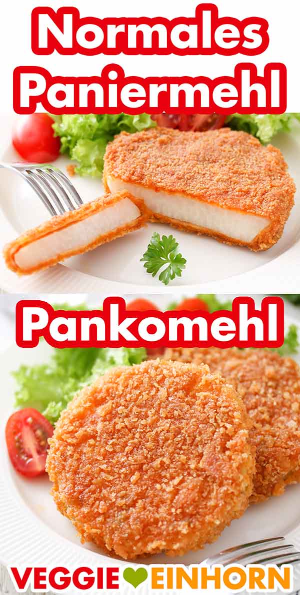 Kohlrabischnitzel paniert mit normalem Paniermehl und mit Panko Panade