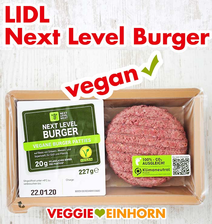 Eine Packung vegane Lidl Next Level Burger