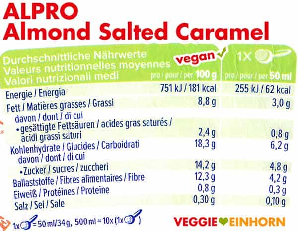 Nährwerte Alpro Almond Salted Caramel