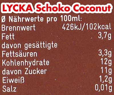 Nährwerte Lycka Schoko Coconut Eis