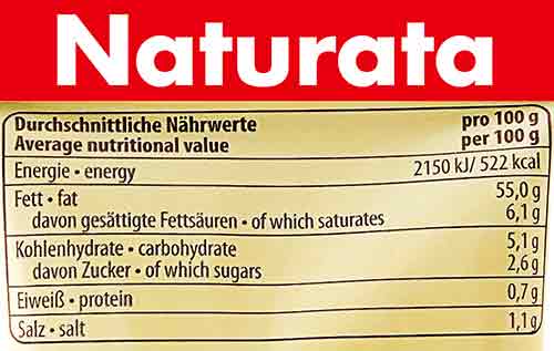 Nährwerte Vegane Mayonnaise von Naturata