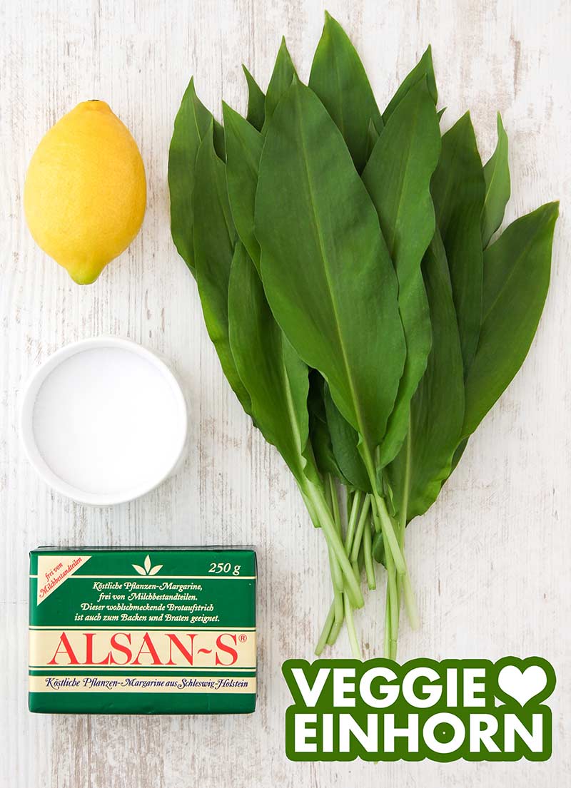 Verwendete Lebensmittel fuer vegane Bärlauchbutter