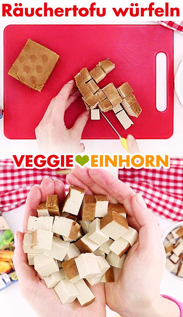 Räuchertofu würfeln