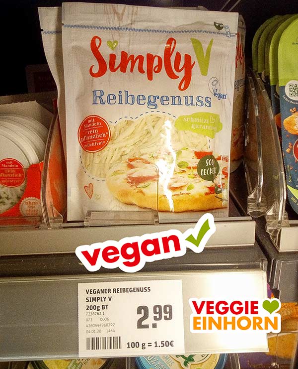 Veganer Reibekäse aus dem Supermarkt - Veggie Einhorn