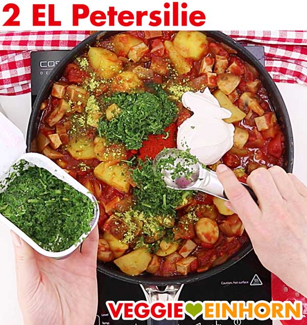Tiefgekühlte Petersilie für Tofu Gulasch