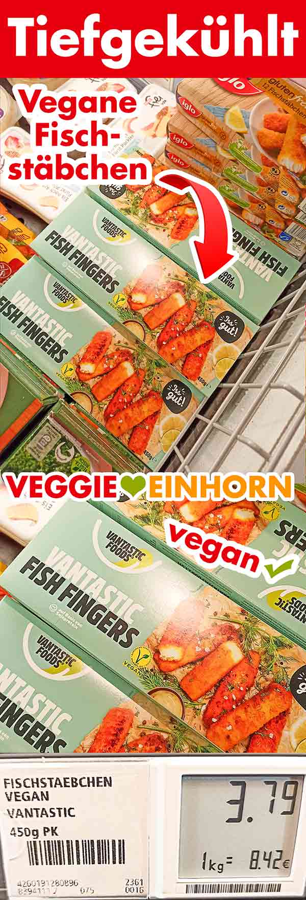 Vegane Fischstäbchen im Supermarkt