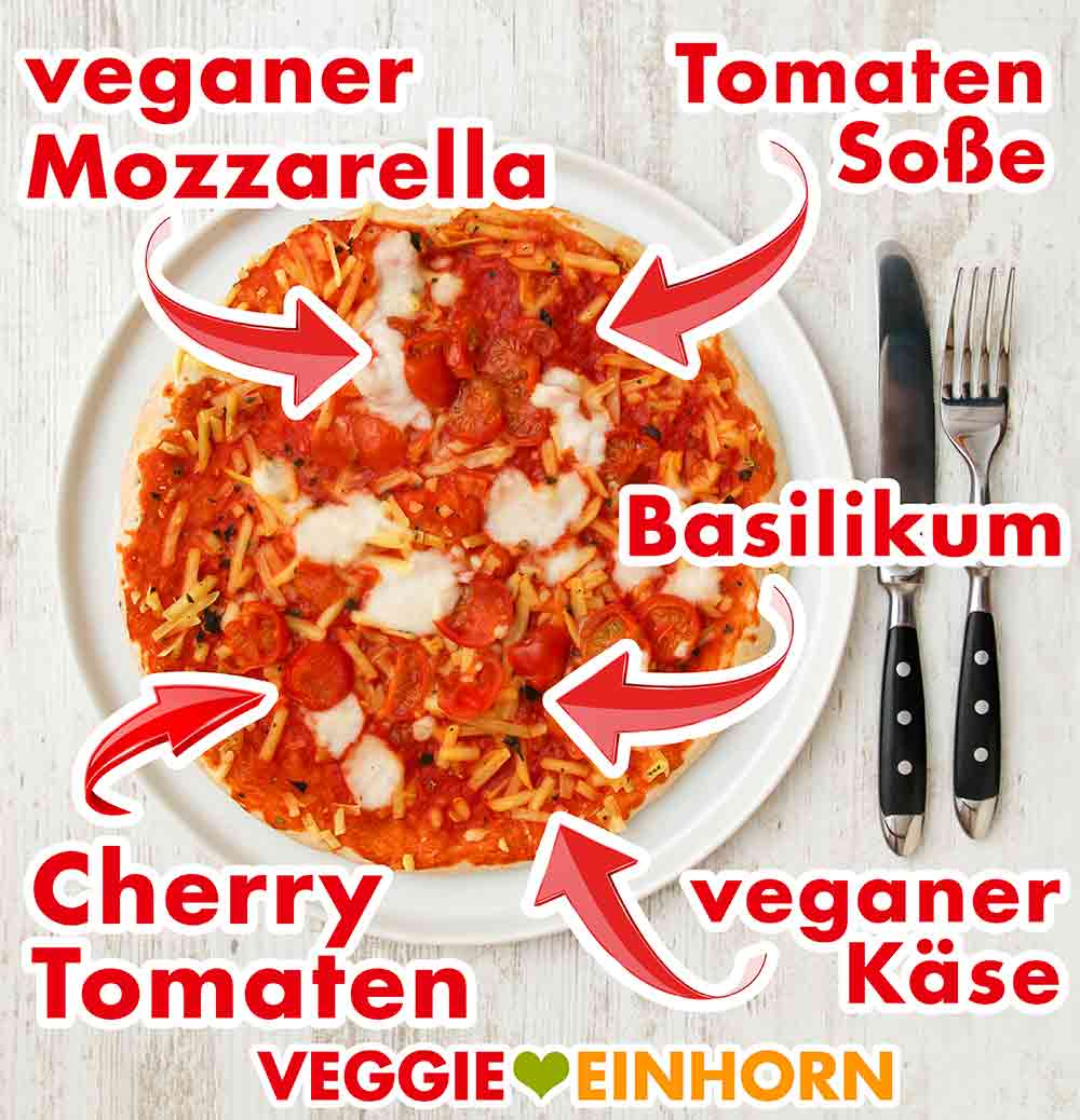 Vegane Pizza Tricolore von Veganz auf einem Teller