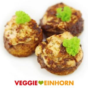 VEGANE GEFÜLLTE CHAMPIGNONS | Einfaches veganes Rezept | Schnelle leckere Pilze mit veganer Frischkäse Füllung | Rezept mit VIDEO