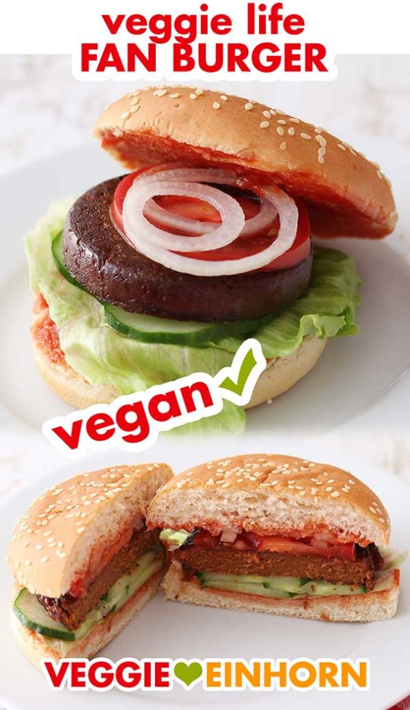 Fertige Burger mit Veggie Life Fan Patties