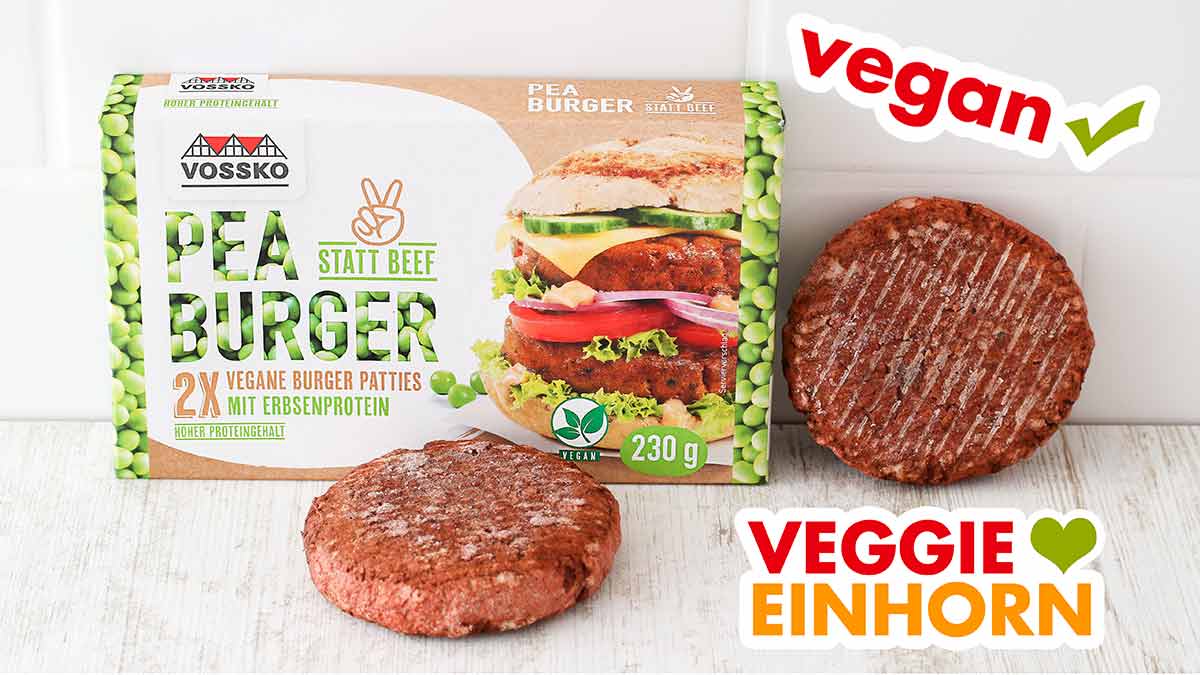 Pea Burger hießen früher Peace Burger. Eine Packung Pea Burger und zwei tiefgekühlte Patties