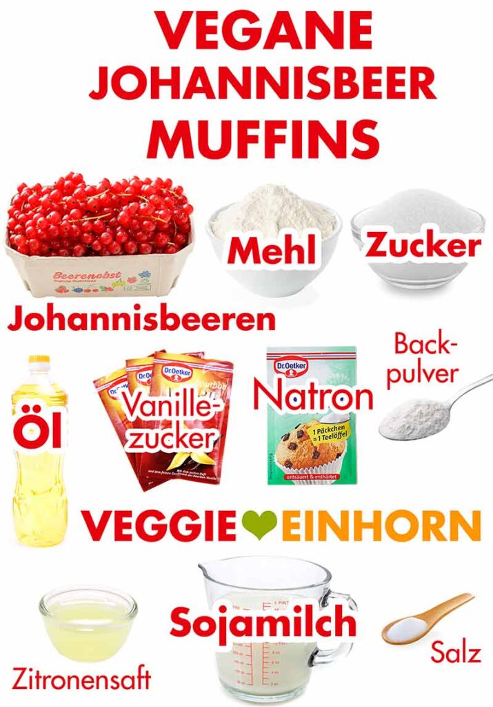 Zutaten für vegane Johannisbeer Muffins