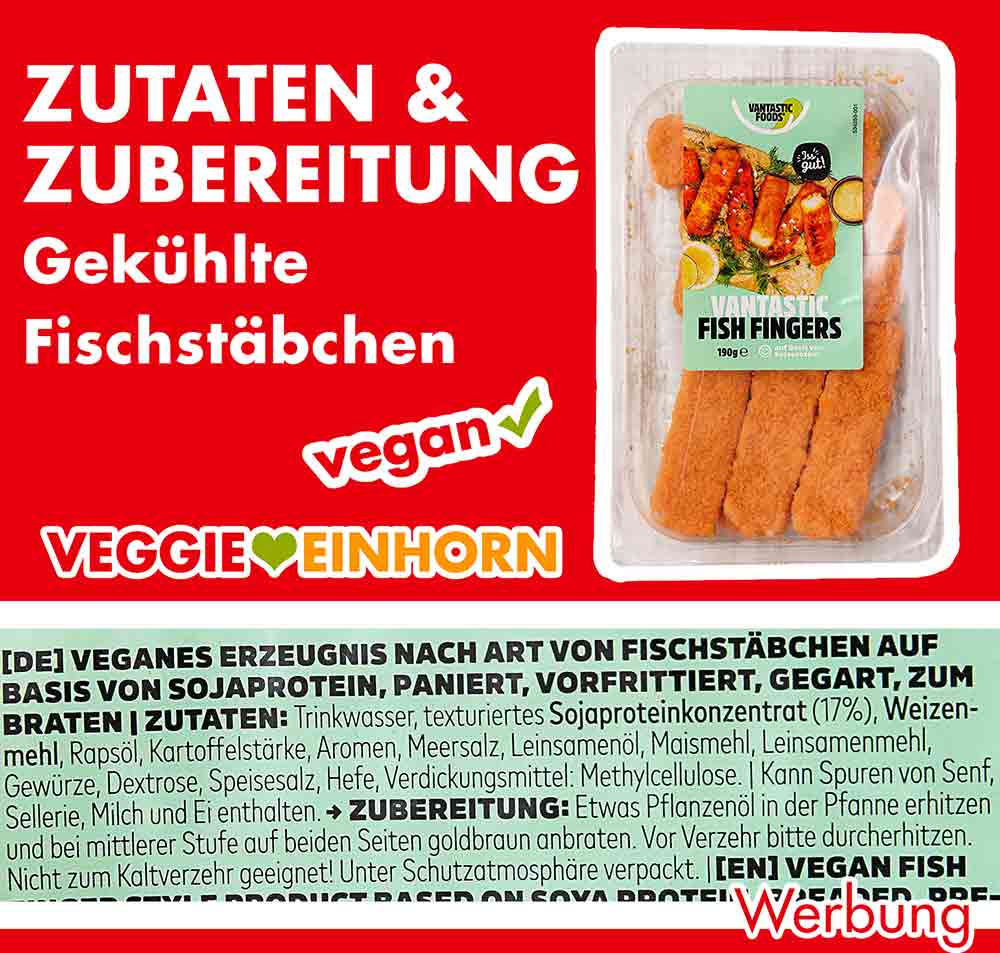 Zutaten und Zubereitung von Vantastic Foods Fish Fingers