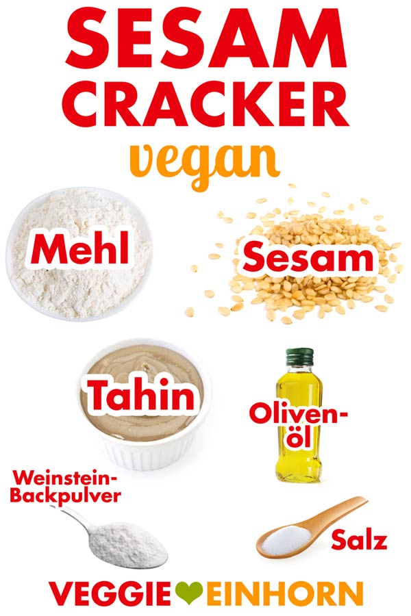 Zutaten für vegane Cracker mit Sesam und Tahin