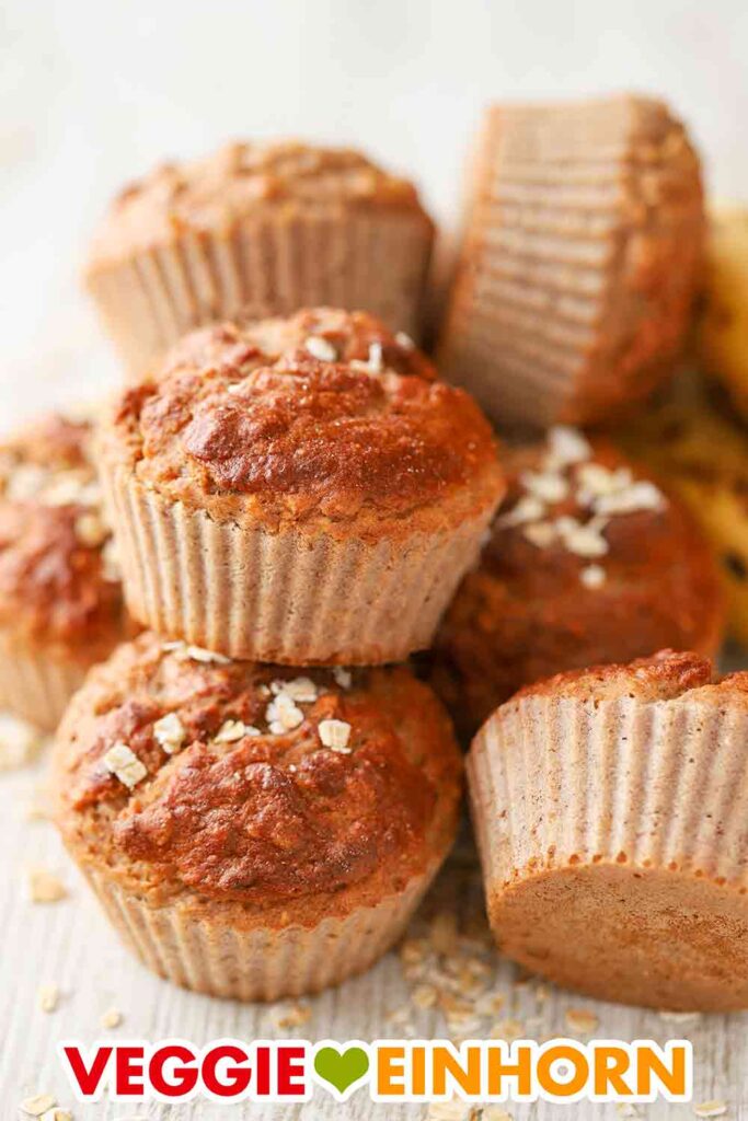 Vegane Bananen Haferflocken Muffins ohne Zucker