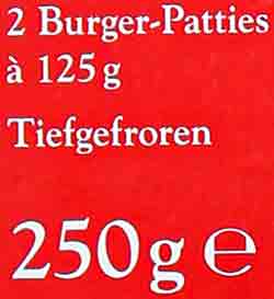 2 Burger-Patties à 125 g Tiefgefroren 250 g