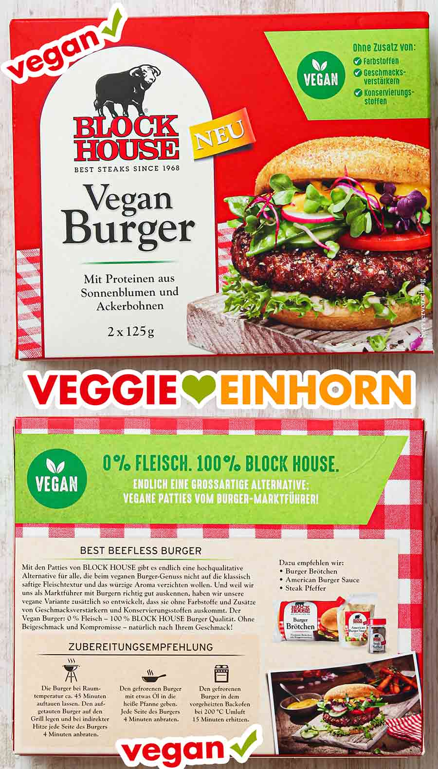 Packung der veganen Burger von Block House