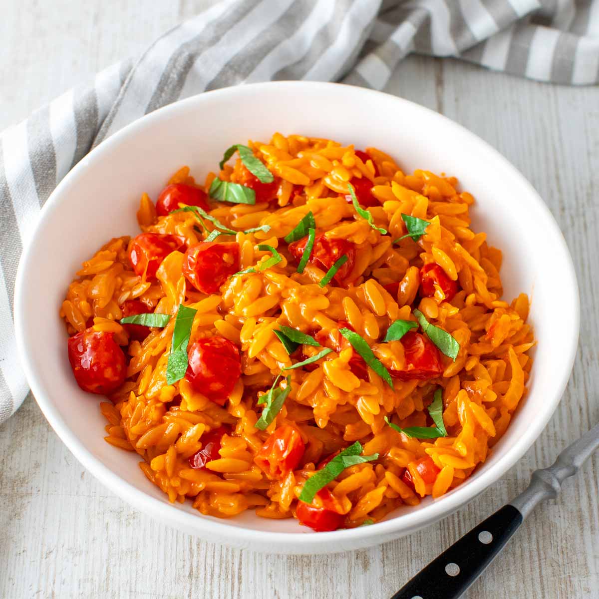 Cremiges One Pot Tomaten Orzo mit Kokosmilch