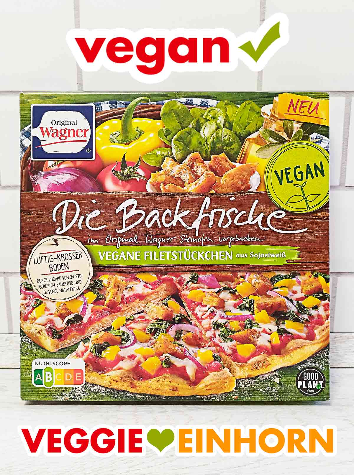 Vegane TK Pizza von Wagner Die Backfrische mit veganen Filetstückchen