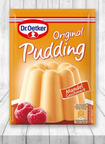 Ein Päckchen Dr. Oetker Original Mandel Puddingpulver