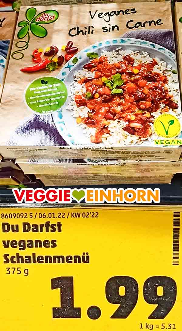 Du Darfst Veganes Schalenmenü und Preisschild