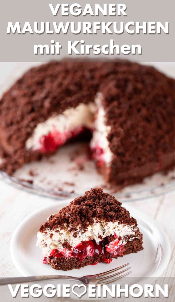 Einfacher veganer Maulwurfkuchen mit Kirschen
