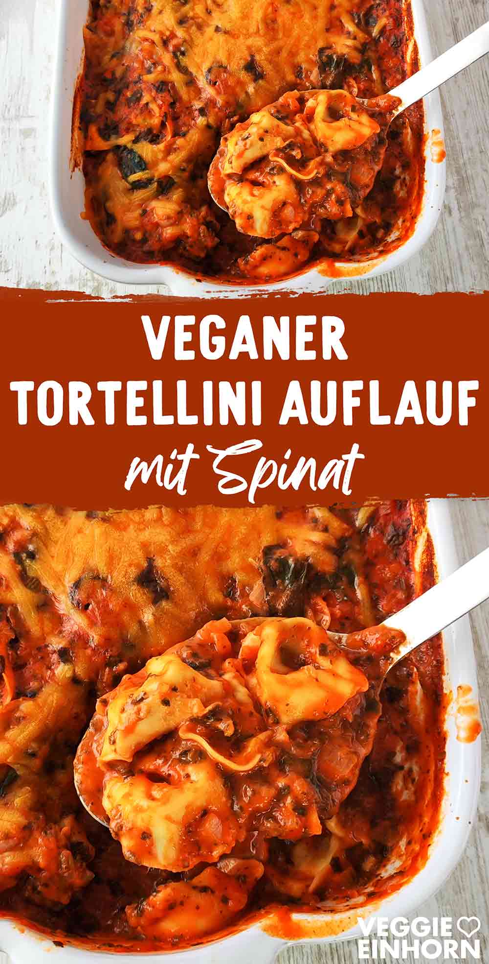 Einfacher veganer Tortellini Auflauf mit Spinat und Tomatensoße Einfacher veganer Tortellini Auflauf mit Spinat und Tomatensoße