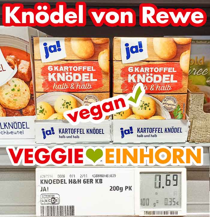 Packungen mit veganen Kartoffel Knödeln bei Rewe