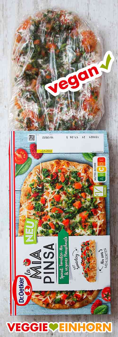 Verpackung der veganen Pizza La Mia Pinsa von Dr. Oetker