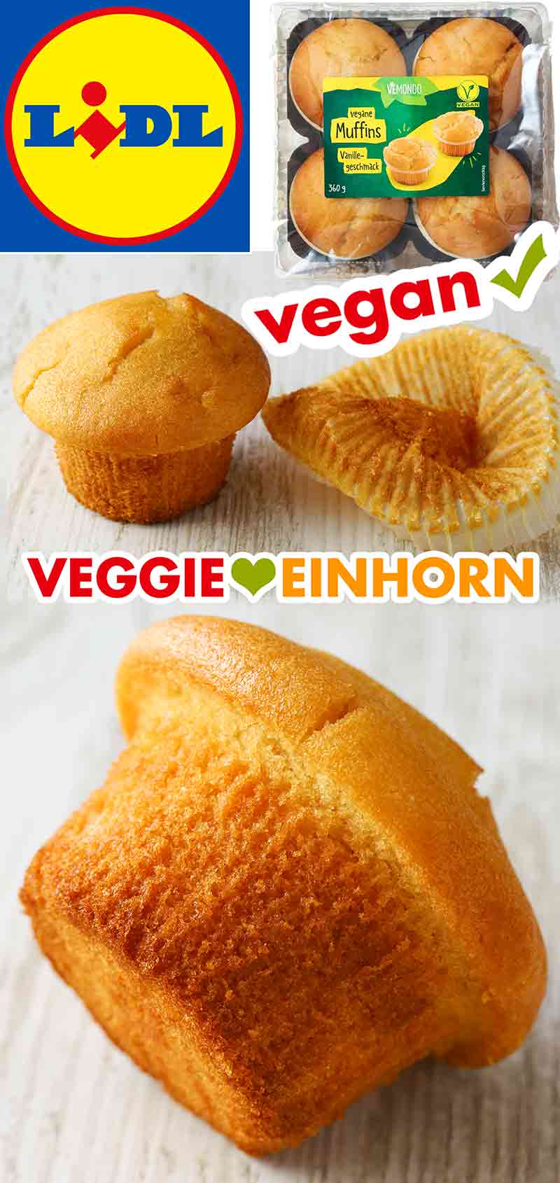 Ausgepackter veganer Vanillemuffin von Lidl