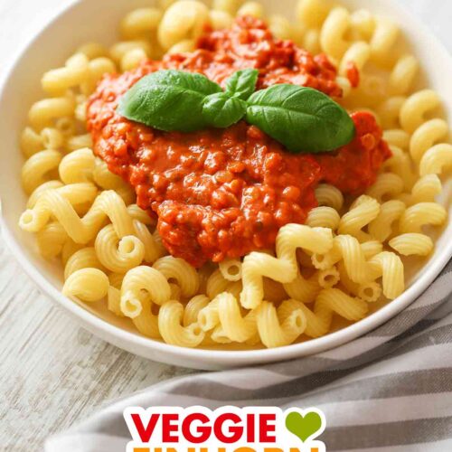 Vegane Linsenbolognese mit Frischkäse