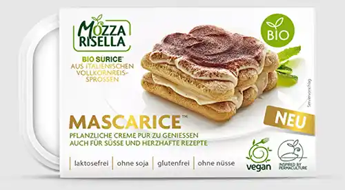 Eine Packung veganer Mascarpone der Marke Mascarice.