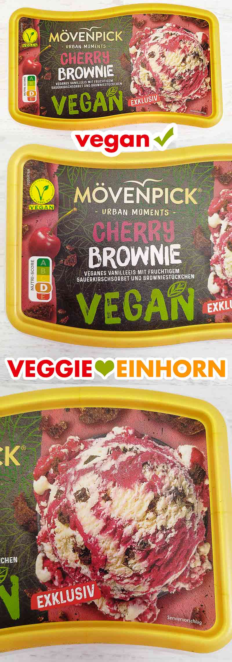 Packung Mövenpick Cherry Brownie Vegan Eiscreme