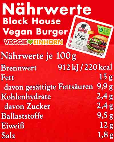 Nährwerte der Block House Vegan Burger