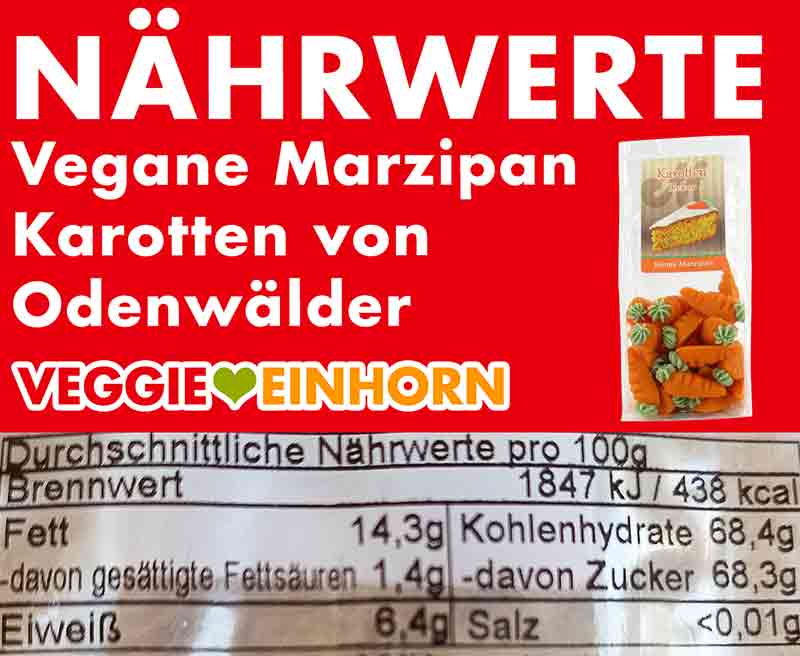 Nährwerte der veganen Marzipan Karotten von Odenwälder