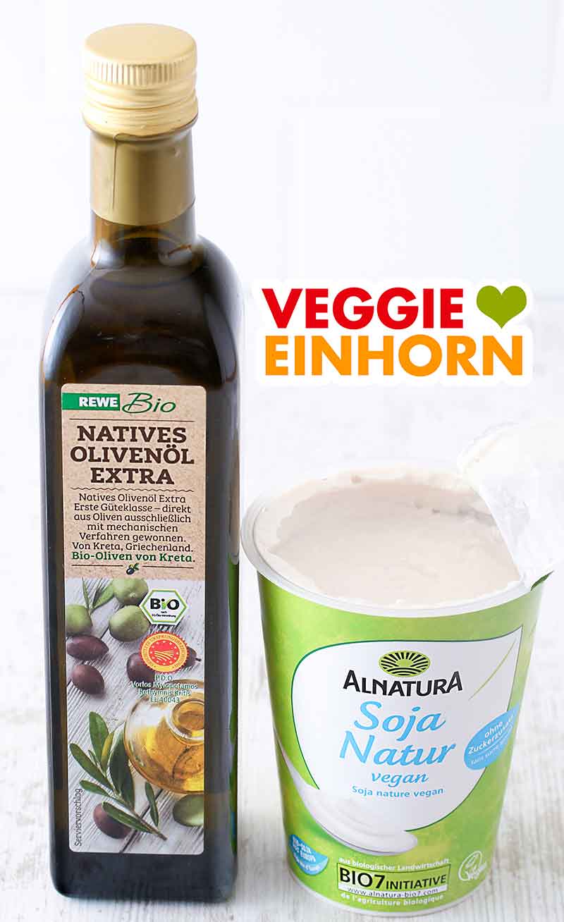 Olivenöl und Sojajoghurt