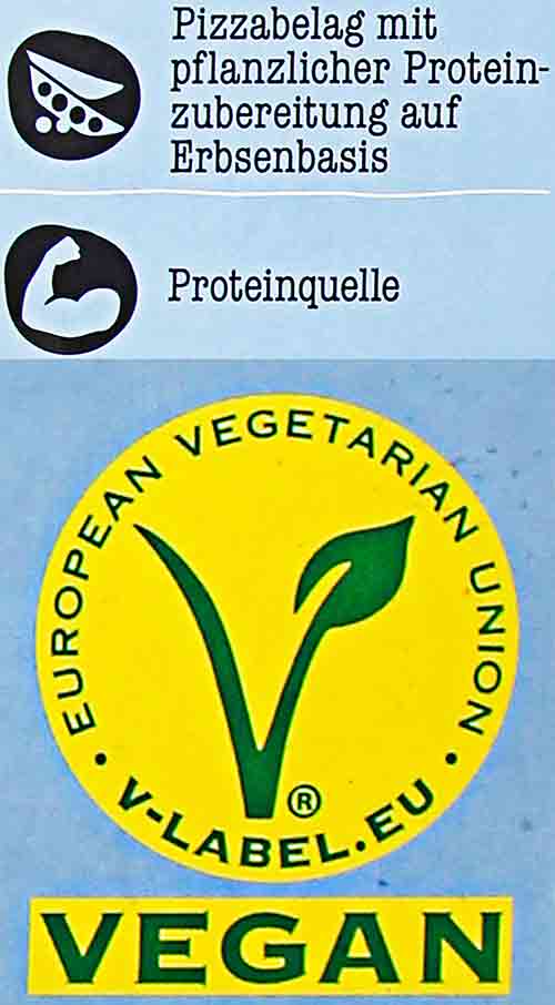 Vegan Logo auf der Pizza von Penny