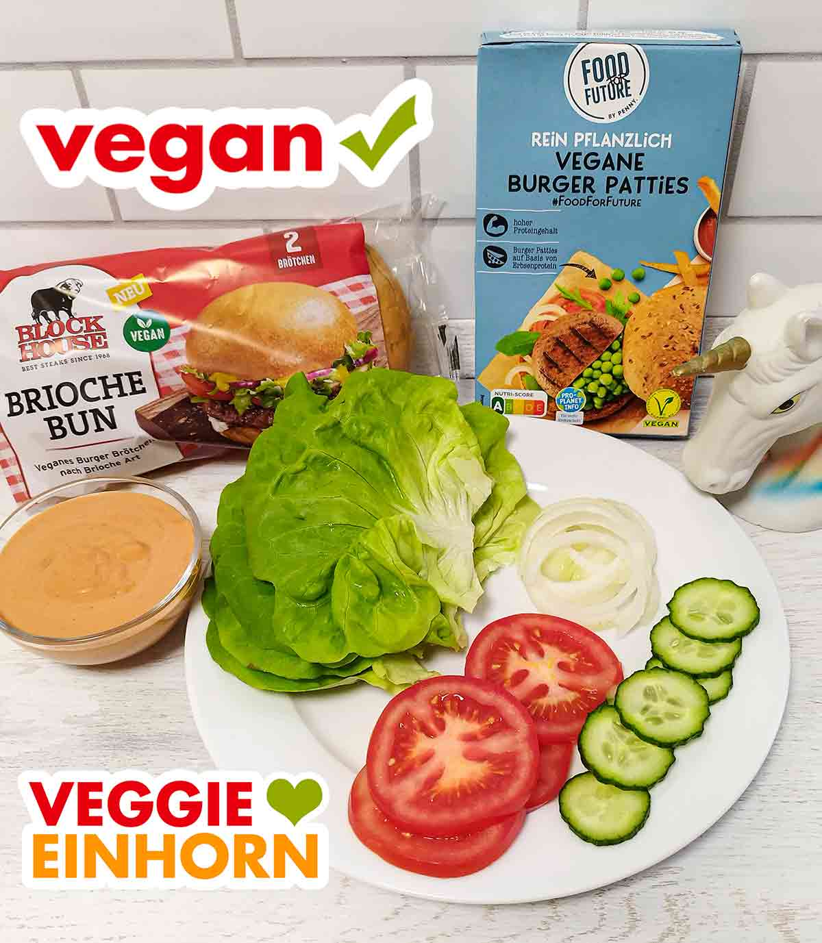 Vorbereitete Zutaten für vegane Burger