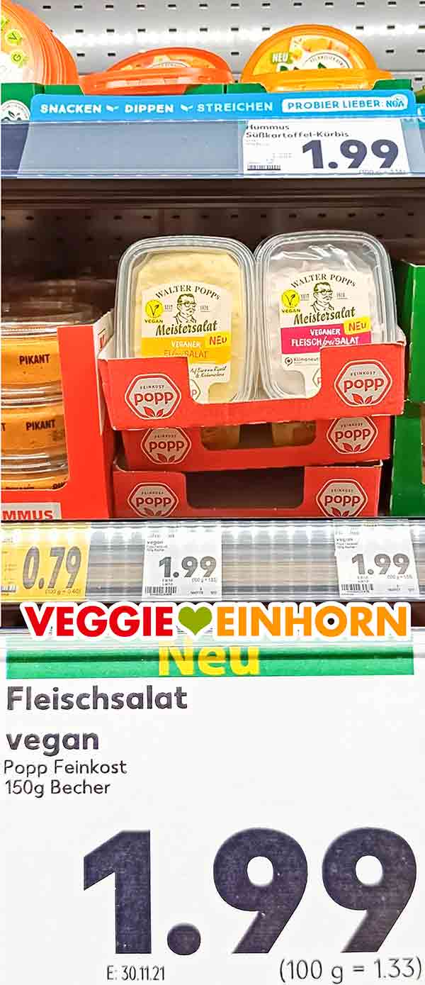 Preis des veganen Fleischsalates von Popp Feinkost