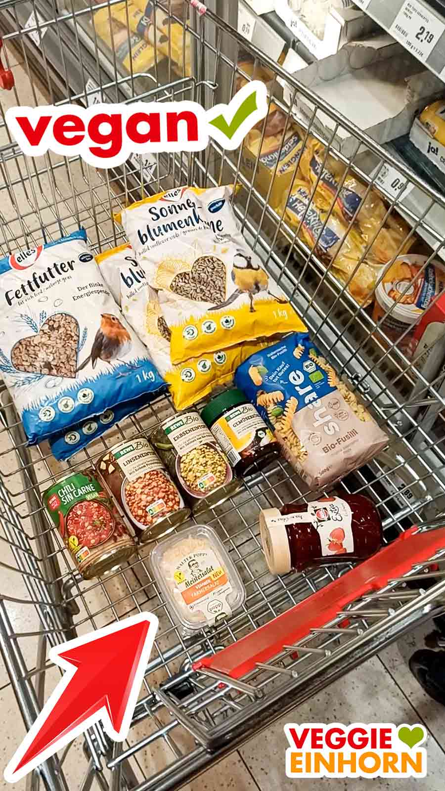Veganer Farmersalat im Einkaufswagen
