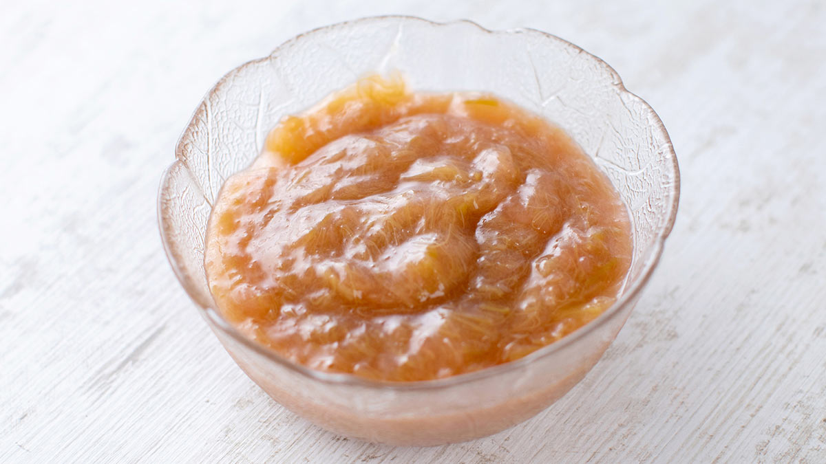 Rhabarber Kompott mit Vanillepudding