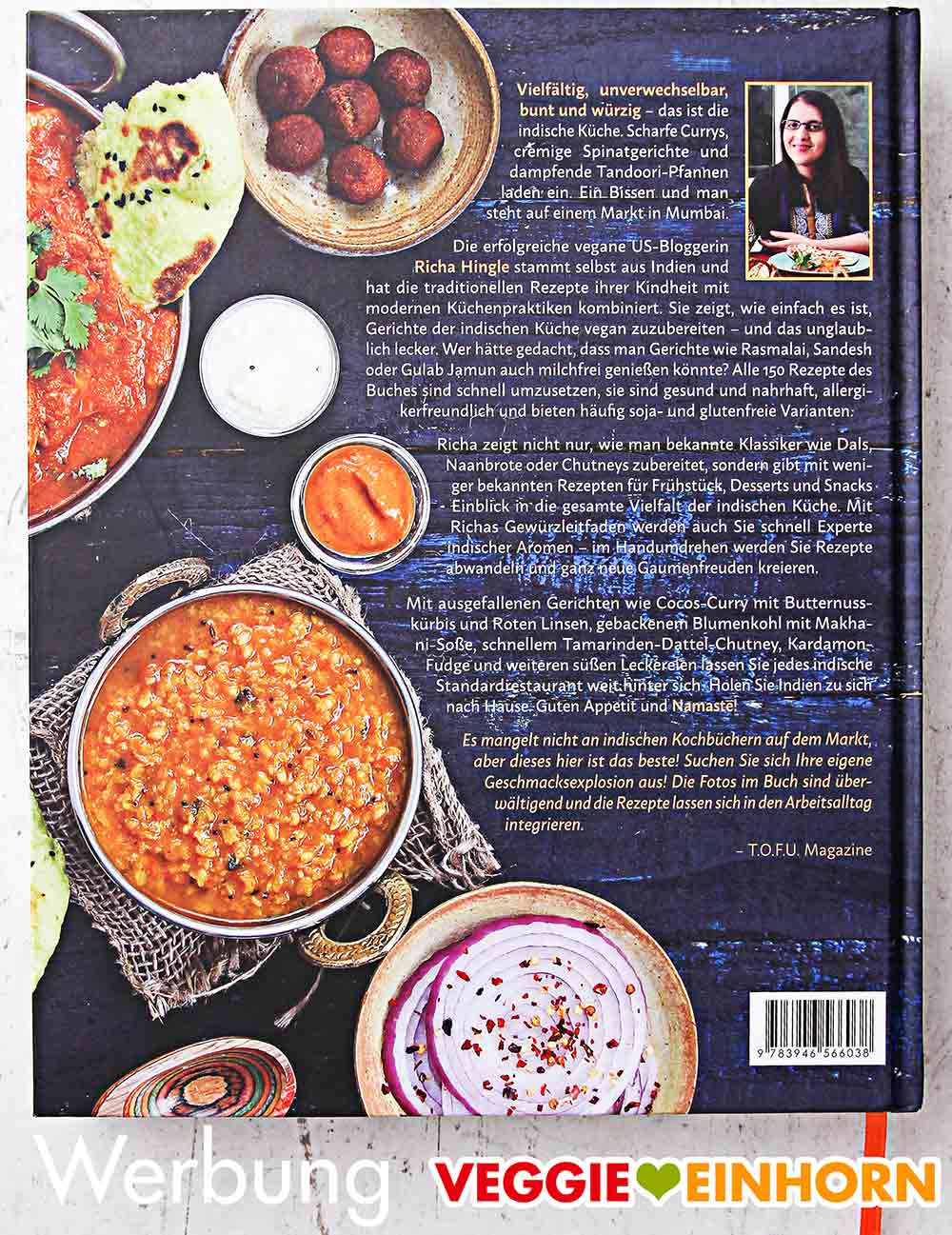 Rückseite des Kochbuchs "Vegane Indische Küche" 