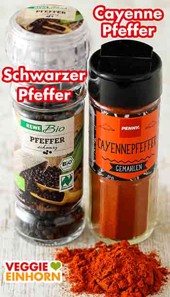 Schwarzer Pfeffer und Cayennepfeffer