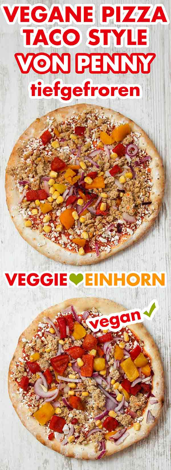 Zwei tiefgekühlte vegane Pizzen von Penny (Taco Style)